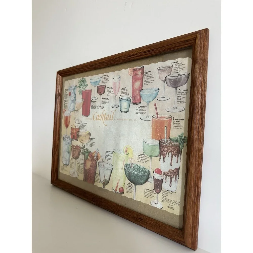 Vintage Paper Restaurant Placemat-  Cocktail Recipes
